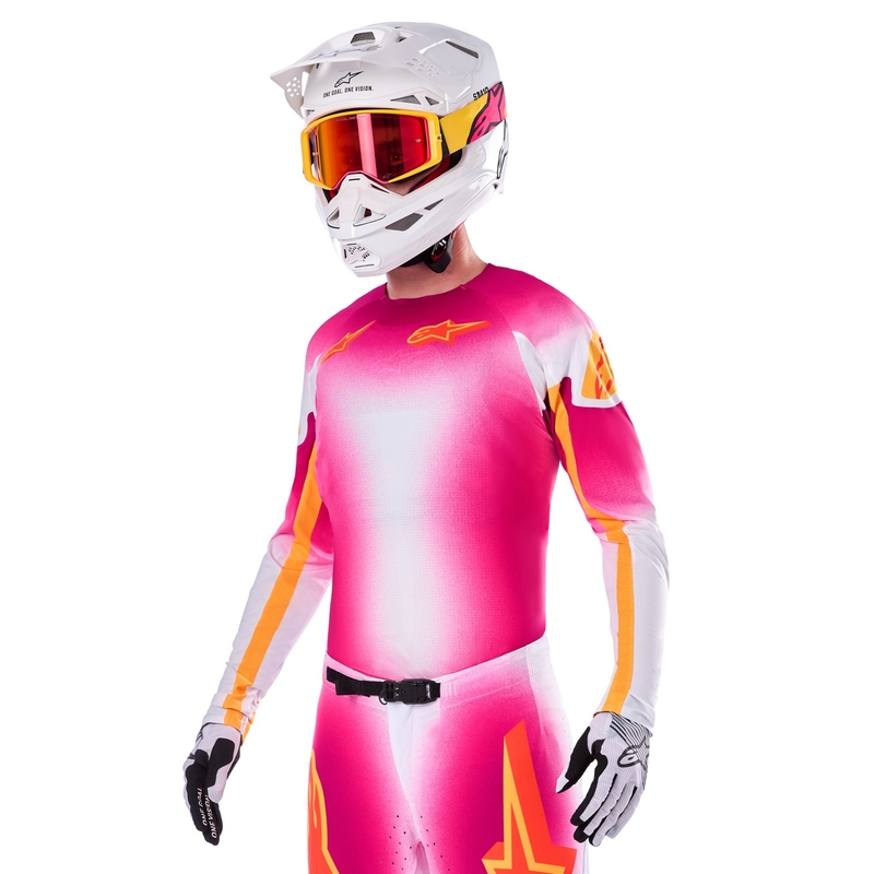Maglia da motocross Alpinestars Supertech SX AFD Limited Edition MIG Fluo Rosa-Bianco-Arancione