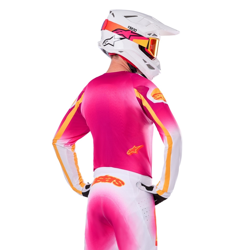 Maglia da motocross Alpinestars Supertech SX AFD Limited Edition MIG Fluo Rosa-Bianco-Arancione