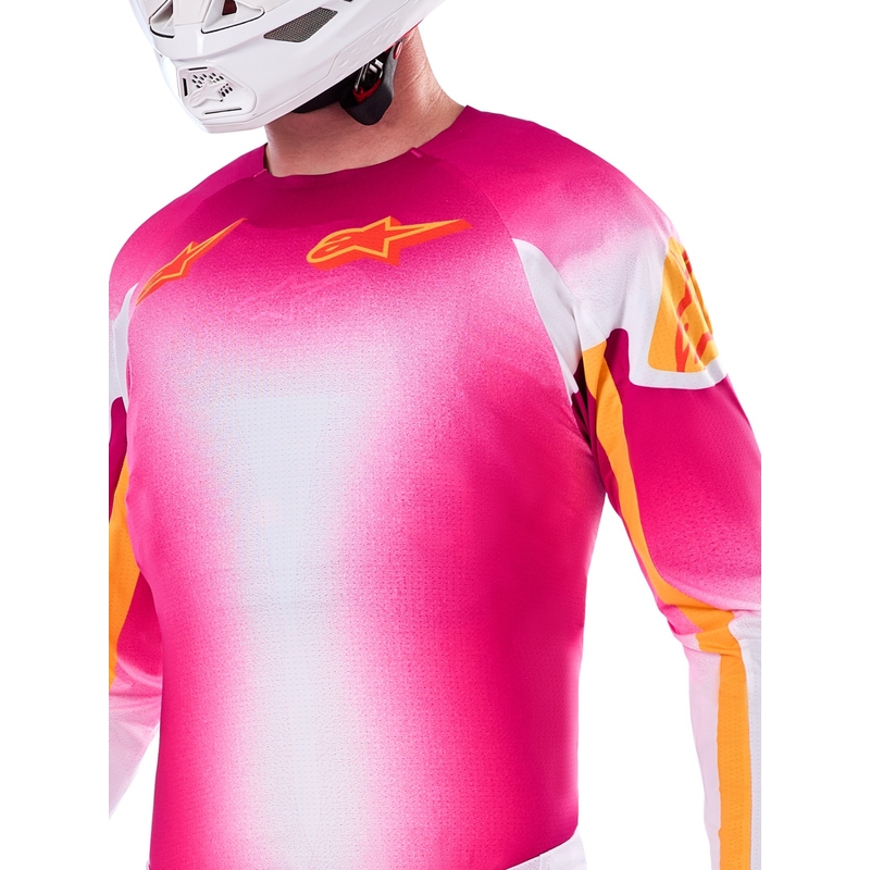 Maglia da motocross Alpinestars Supertech SX AFD Limited Edition MIG Fluo Rosa-Bianco-Arancione