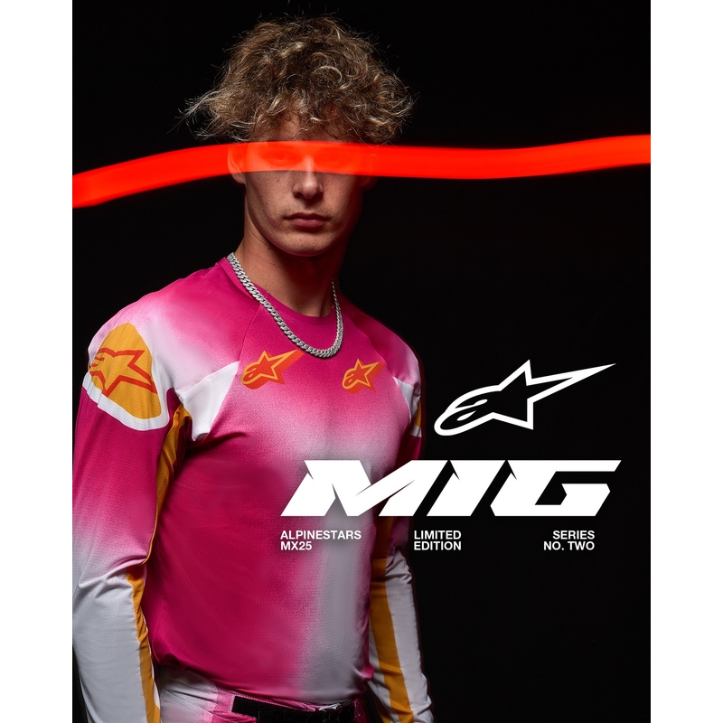 Maglia da motocross Alpinestars Supertech SX AFD Limited Edition MIG Fluo Rosa-Bianco-Arancione