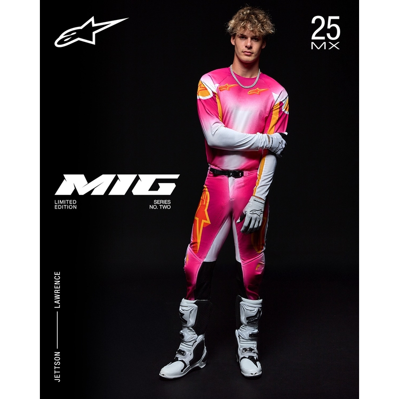 Maglia da motocross Alpinestars Supertech SX AFD Limited Edition MIG Fluo Rosa-Bianco-Arancione