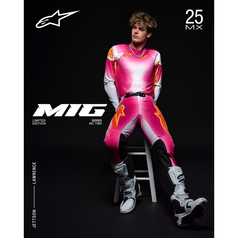 Maglia da motocross Alpinestars Supertech SX AFD Limited Edition MIG Fluo Rosa-Bianco-Arancione