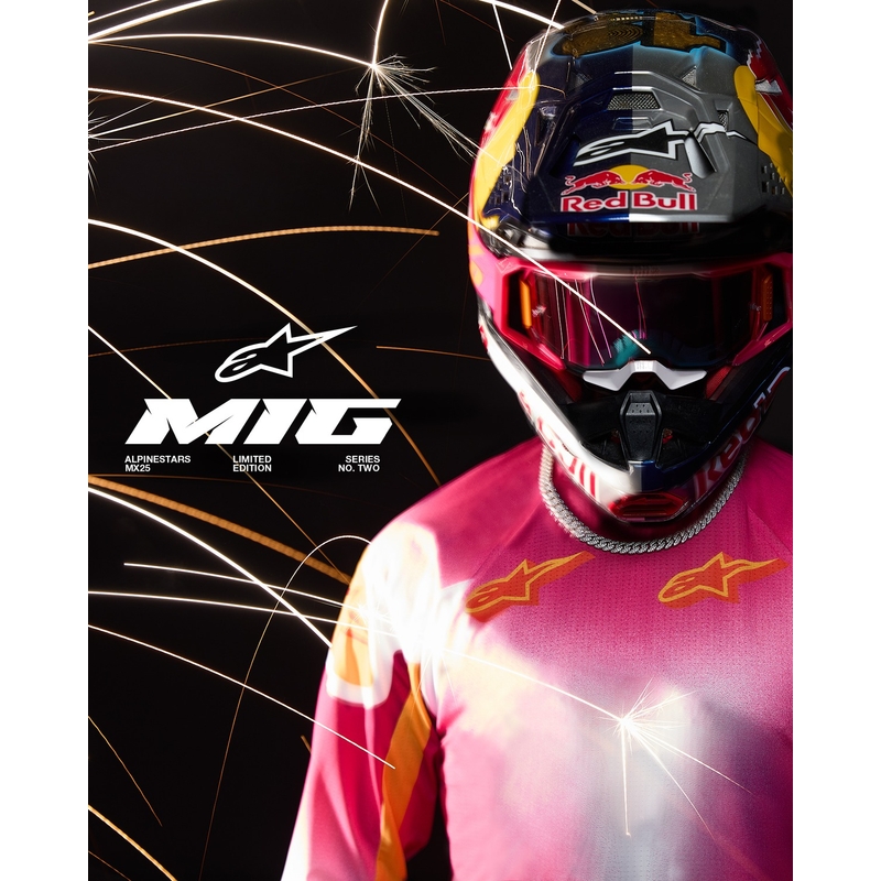Maglia da motocross Alpinestars Supertech SX AFD Limited Edition MIG Fluo Rosa-Bianco-Arancione