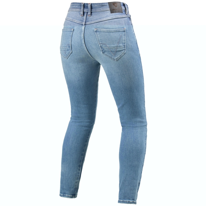 Jeans da moto Revit Shelby 3 Skinny Short da donna, blu chiaro
