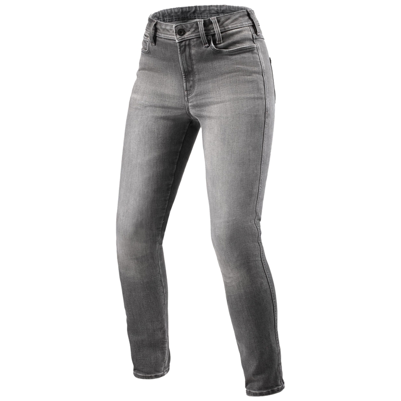 Jeans da moto Revit Shelby 3 Skinny Short da donna, grigio lavato