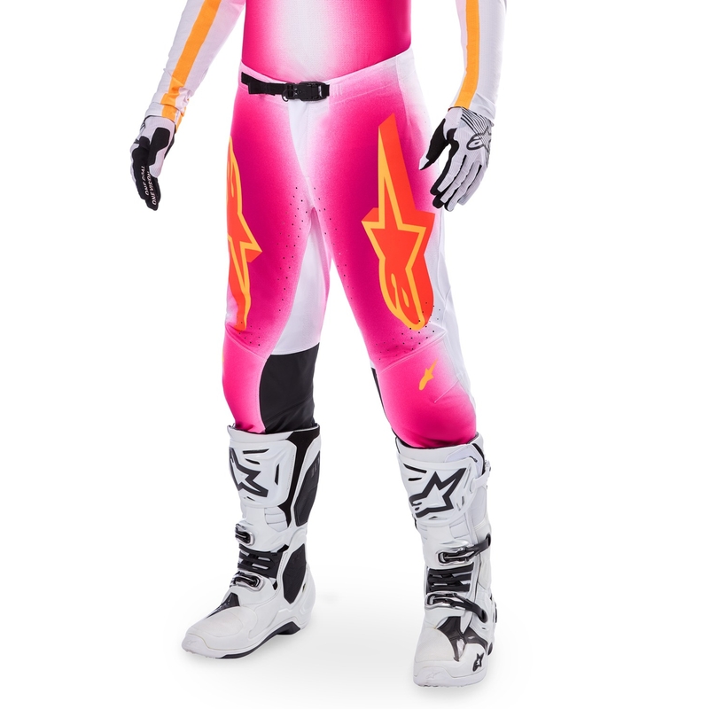 Pantaloni da motocross Alpinestars Supertech Limited Edition MIG Fluo Rosa-Bianco-Arancione