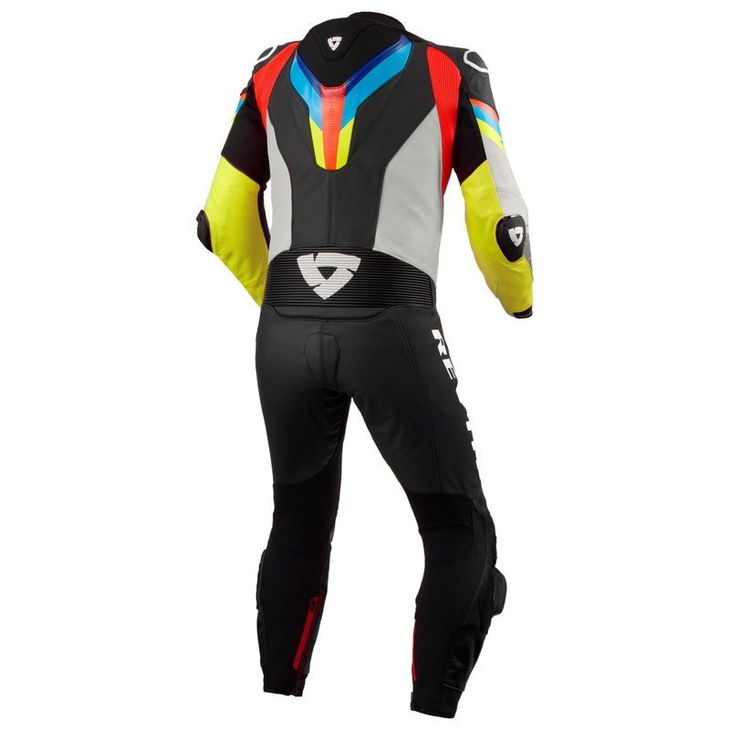 Tuta in pelle da moto Revit Quantum 3 grigio chiaro-giallo fluo