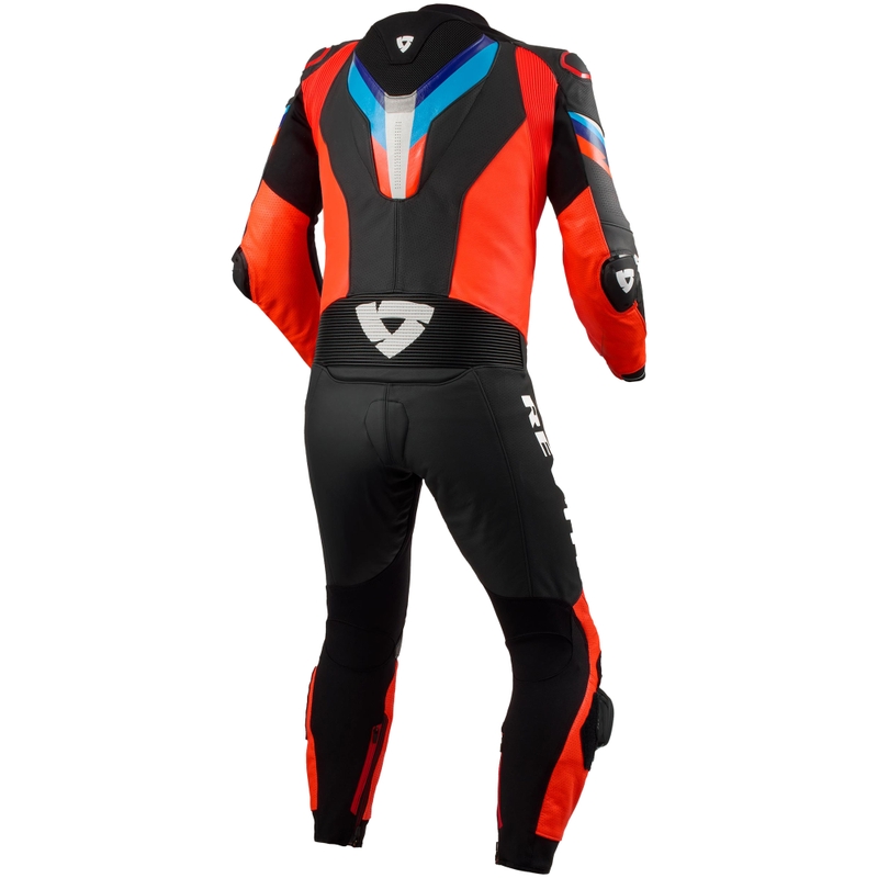 Tuta in pelle da moto Revit Quantum 3 rosso fluo-nero