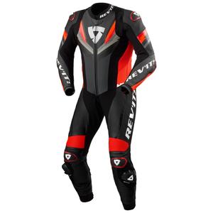 Tuta in pelle da moto Revit Quantum 3 antracite-rosso fluo