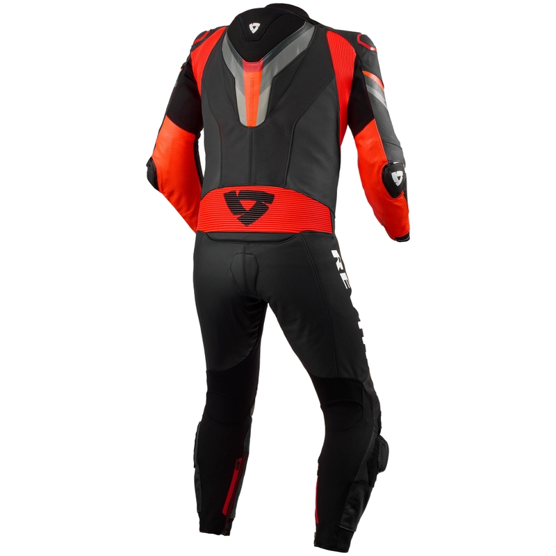 Tuta in pelle da moto Revit Quantum 3 antracite-rosso fluo