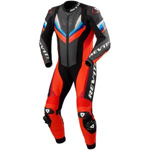 Tuta in pelle da moto Revit Quantum 3 rosso fluo-nero