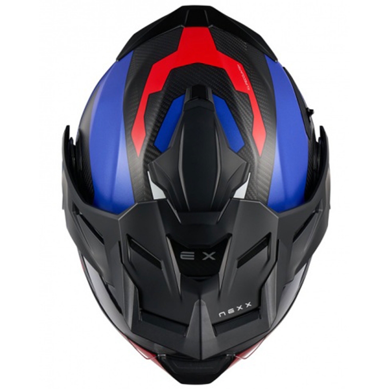 Casco moto flip-up Nexx X.Lifecountry Terra blu-rosso opaco