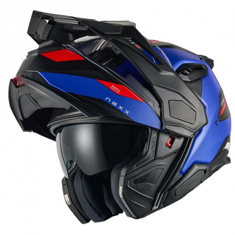 Casco moto flip-up Nexx X.Lifecountry Terra blu-rosso opaco