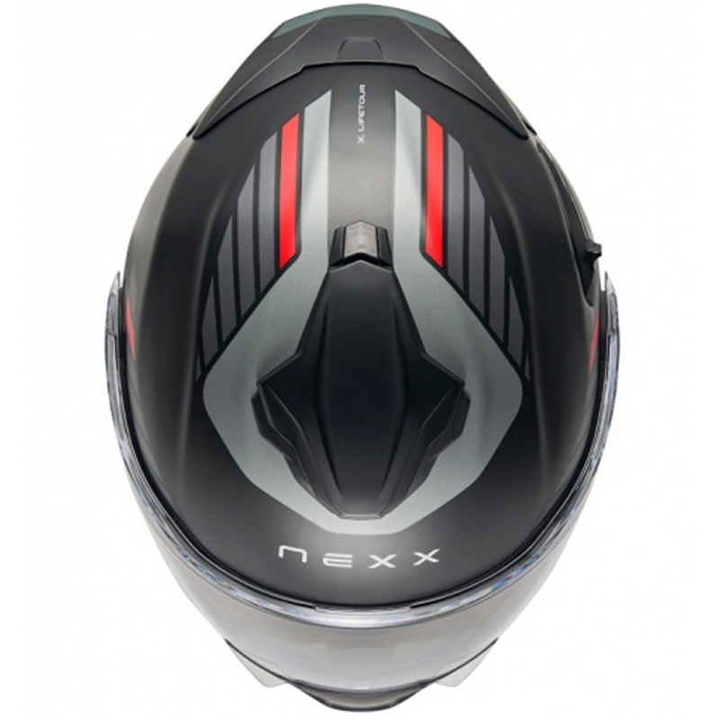 Casco moto flip-up Nexx X.Lifetour Globe nero opaco-rosso