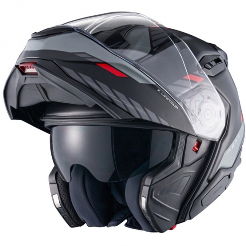 Casco moto flip-up Nexx X.Lifetour Globe nero opaco-rosso