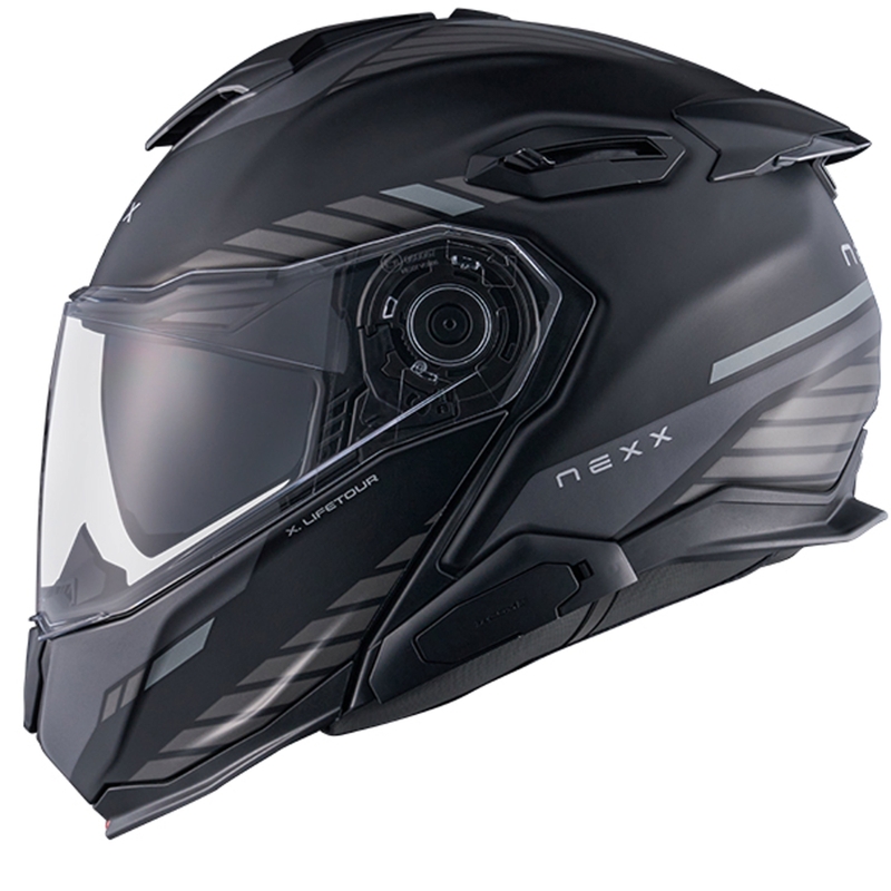 Casco moto flip-up Nexx X.Lifetour Globe nero opaco-grigio