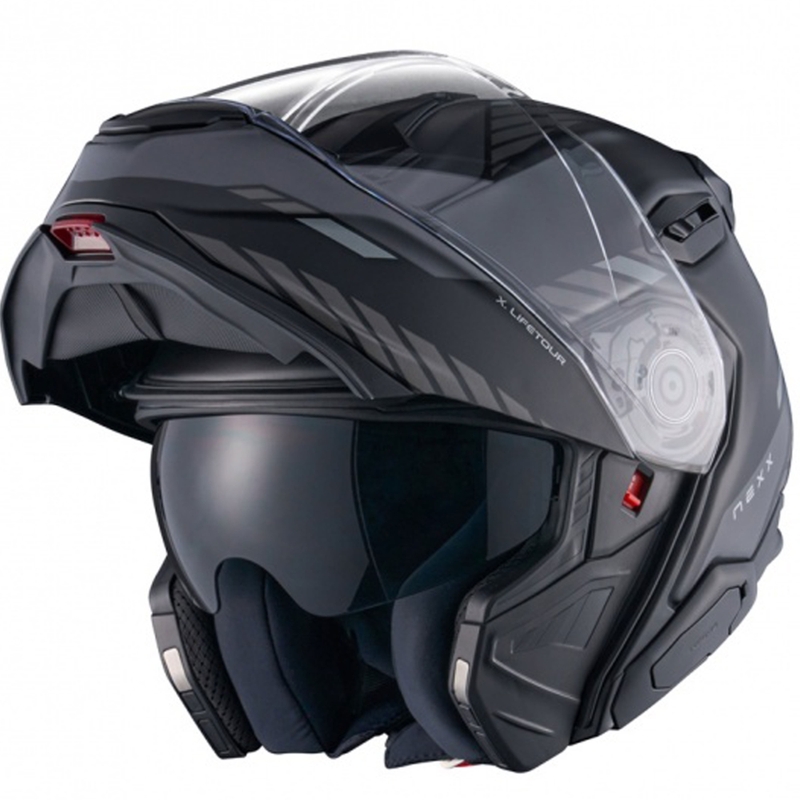 Casco moto flip-up Nexx X.Lifetour Globe nero opaco-grigio