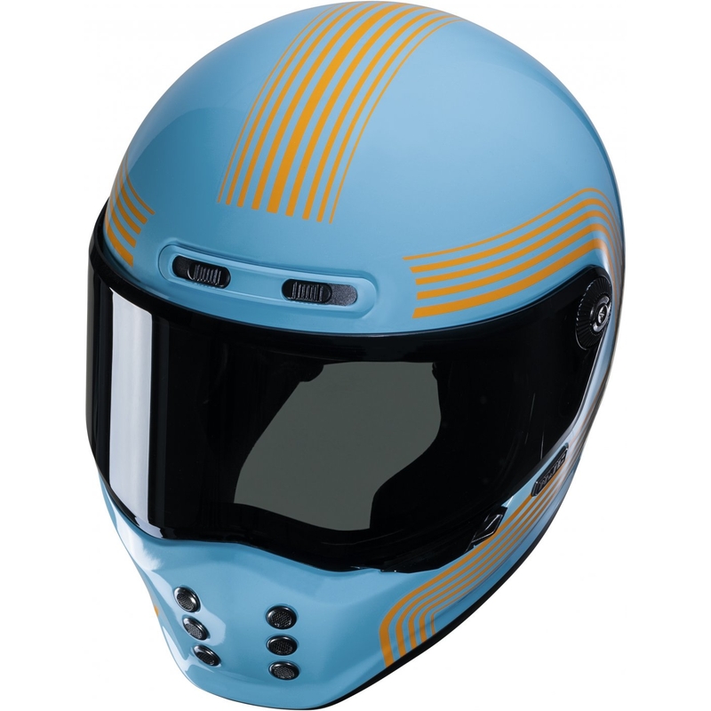 Casco integrale da moto HJC V10 Foni MC27 turchese-arancione