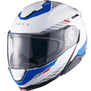 Casco moto flip-up Nexx X.Lifetour Globe bianco-blu