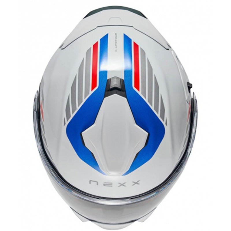 Casco moto flip-up Nexx X.Lifetour Globe bianco-blu