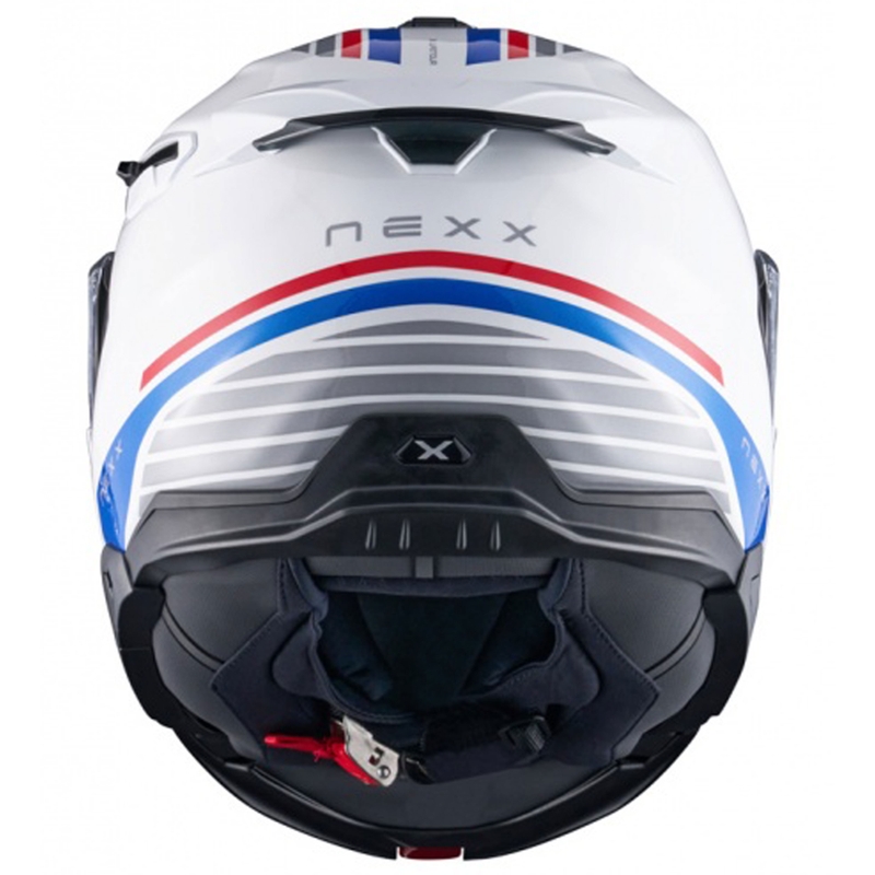 Casco moto flip-up Nexx X.Lifetour Globe bianco-blu