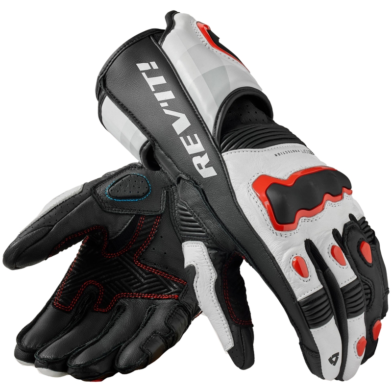 Guanti da moto Revit Quantum 3 Bianco-Rosso Fluo