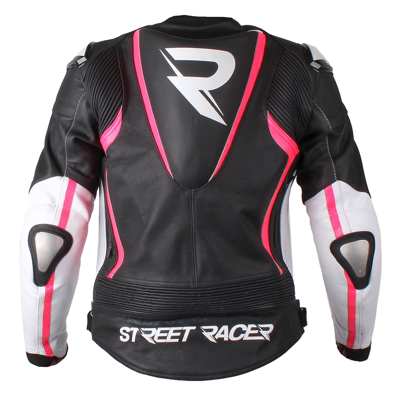 Dámská bunda na motorku Street Racer Adrianne černo-bílo-fluo růžová výprodej