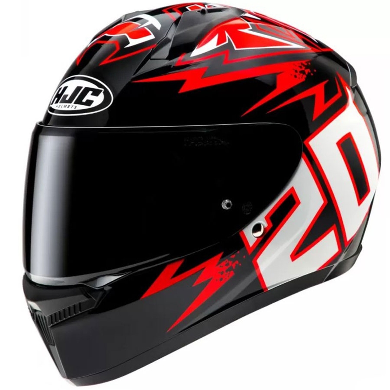 Casco integrale da moto HJC C10 Diablo Mask MC1 nero-rosso-bianco
