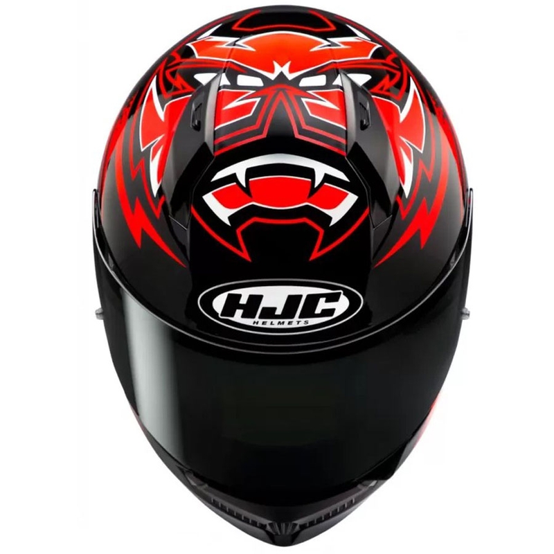 Casco integrale da moto HJC C10 Diablo Mask MC1 nero-rosso-bianco