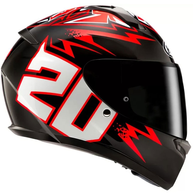 Casco integrale da moto HJC C10 Diablo Mask MC1 nero-rosso-bianco