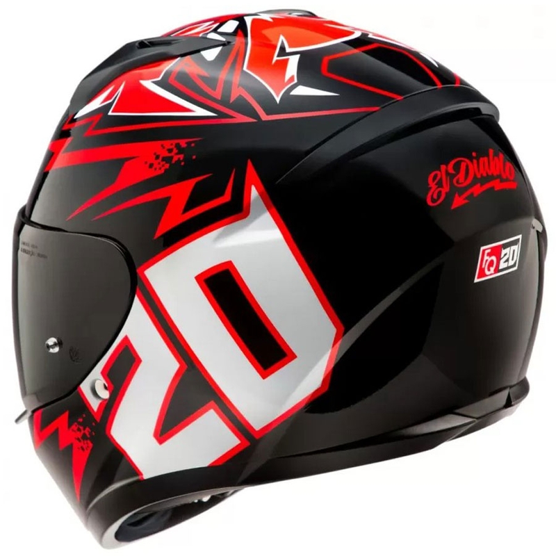 Casco integrale da moto HJC C10 Diablo Mask MC1 nero-rosso-bianco