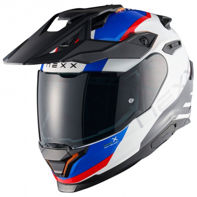 Casco moto enduro NEXX Y.TRAVL Quest bianco-blu-rosso