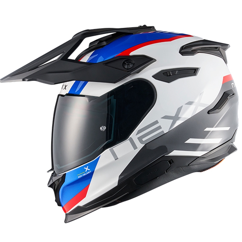 Casco moto enduro NEXX Y.TRAVL Quest bianco-blu-rosso