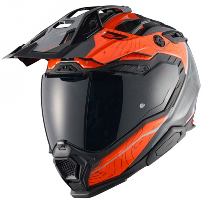 Casco moto enduro Nexx X.WED3 Furka arancione-grigio