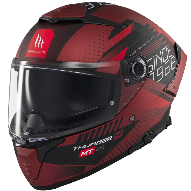 Casco integrale da moto MT Thunder 4 SV Luminence rosso opaco