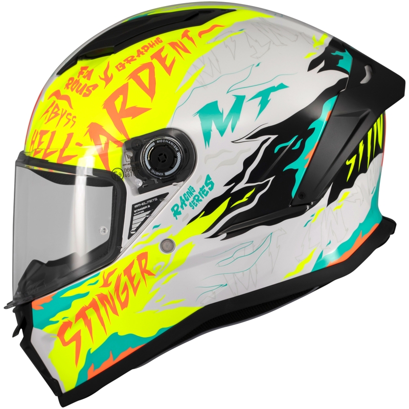 Casco moto integrale MT Stinger 2 Ardent bianco-giallo