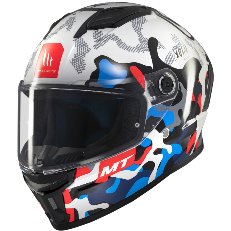 Casco moto integrale MT Stinger 2 Yozu bianco-blu