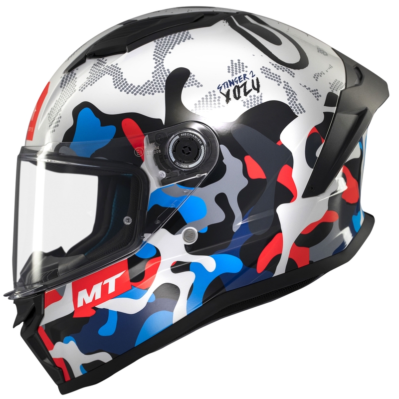 Casco moto integrale MT Stinger 2 Yozu bianco-blu