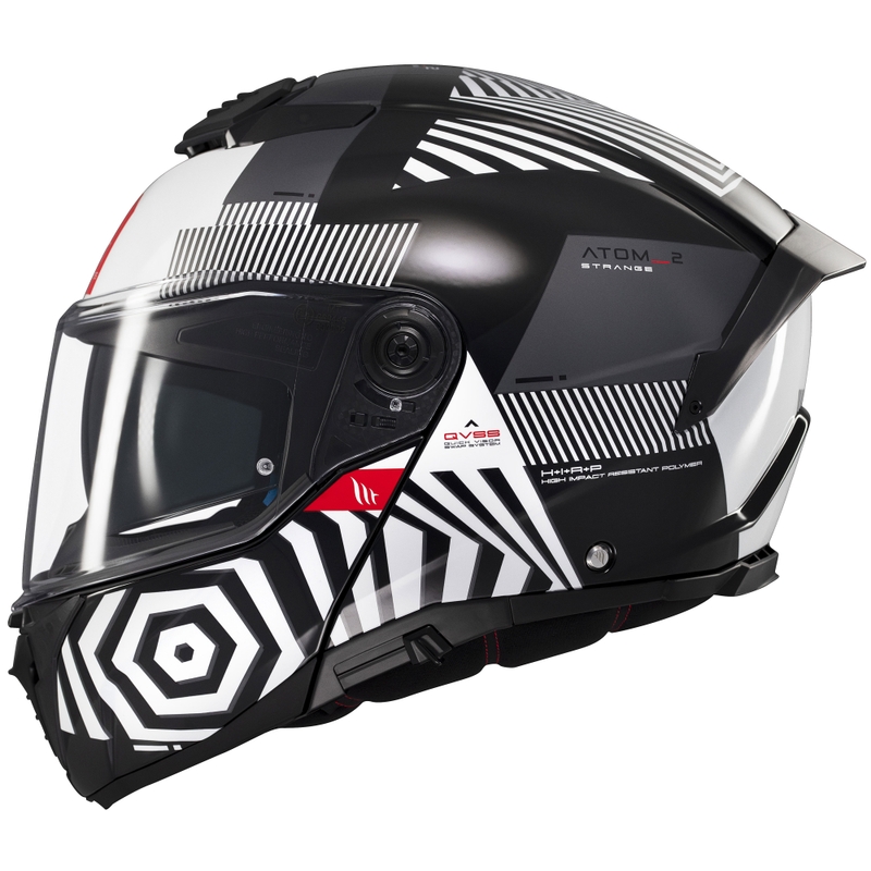 Casco moto apribile MT Atom 2 SV Strange nero-bianco-grigio
