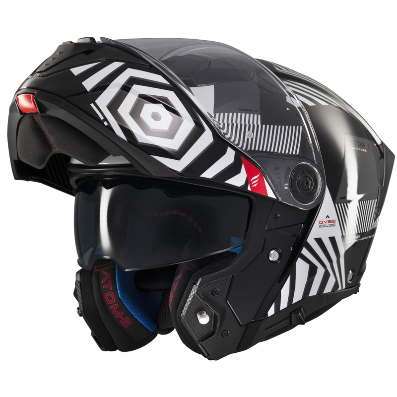 Casco moto apribile MT Atom 2 SV Strange nero-bianco-grigio