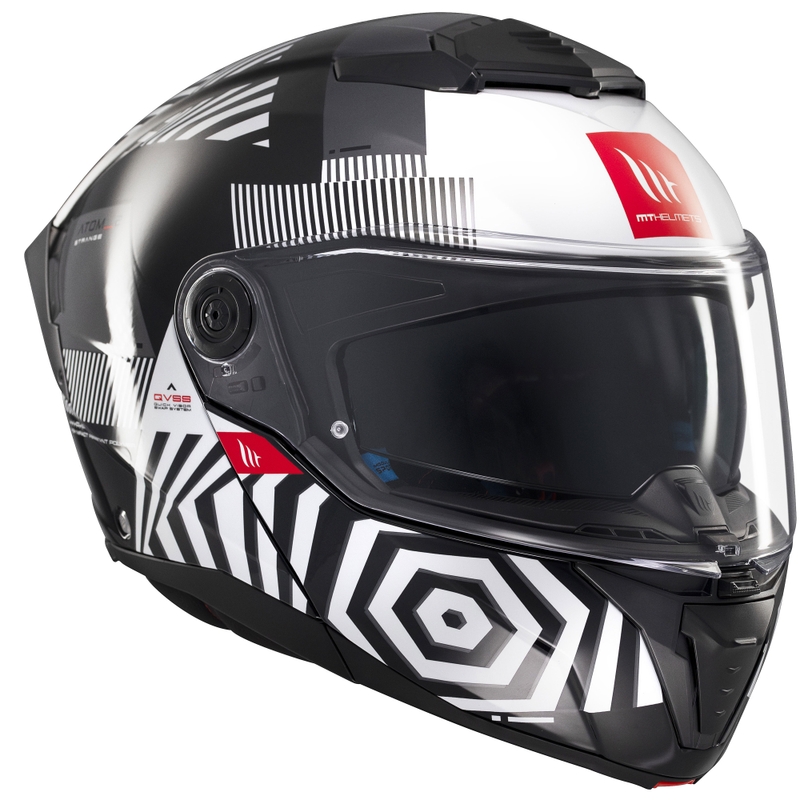 Casco moto apribile MT Atom 2 SV Strange nero-bianco-grigio