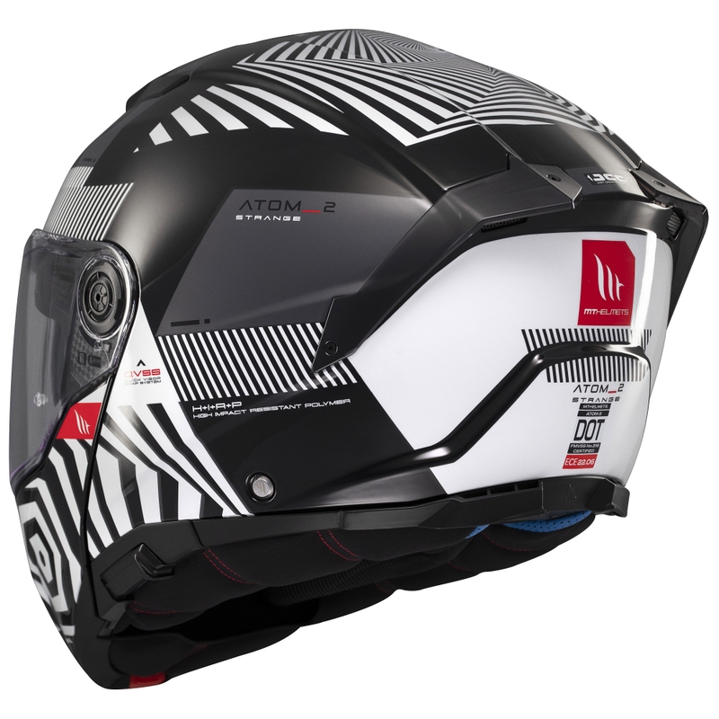 Casco moto apribile MT Atom 2 SV Strange nero-bianco-grigio