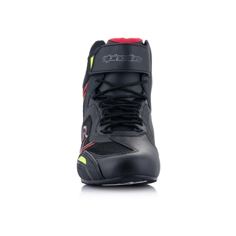 Stivali da moto Alpinestars Faster-3 Rideknit nero-rosso-giallo fluo-grigio