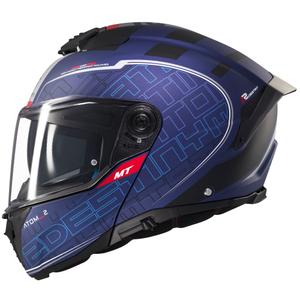 Casco moto apribile MT Atom 2 SV Destiny blu-nero opaco