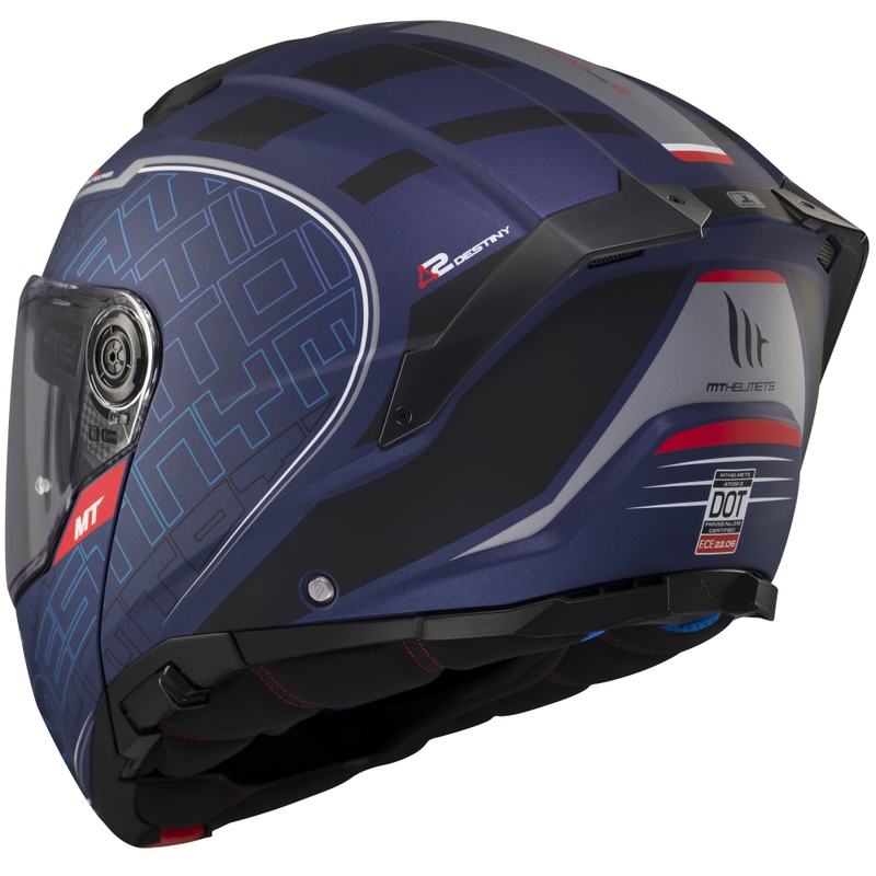 Casco moto apribile MT Atom 2 SV Destiny blu-nero opaco