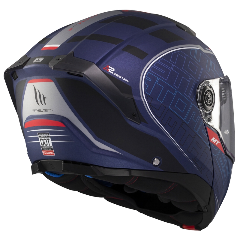 Casco moto apribile MT Atom 2 SV Destiny blu-nero opaco