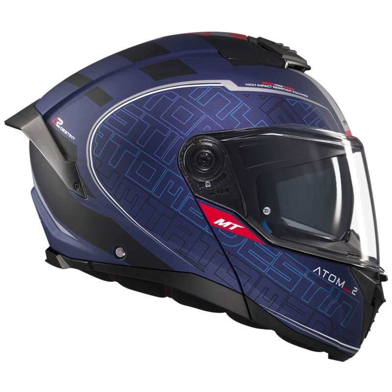 Casco moto apribile MT Atom 2 SV Destiny blu-nero opaco
