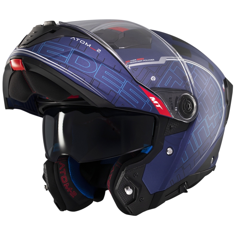Casco moto apribile MT Atom 2 SV Destiny blu-nero opaco