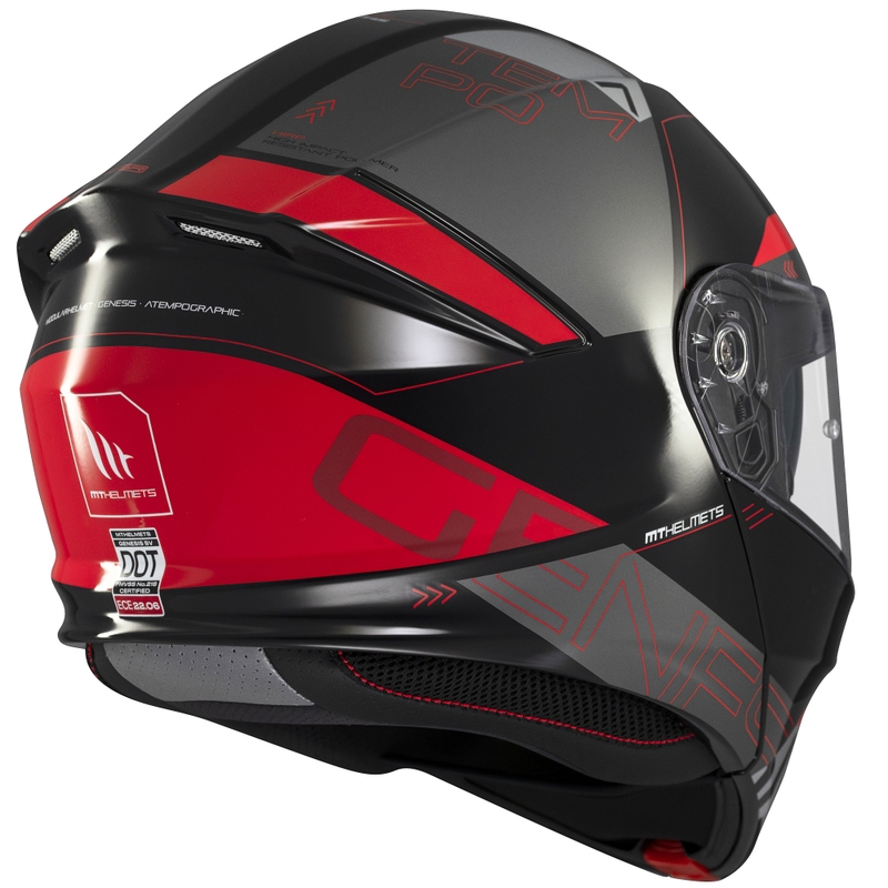 Casco moto apribile MT Genesis SV Atempo nero-grigio-rosso
