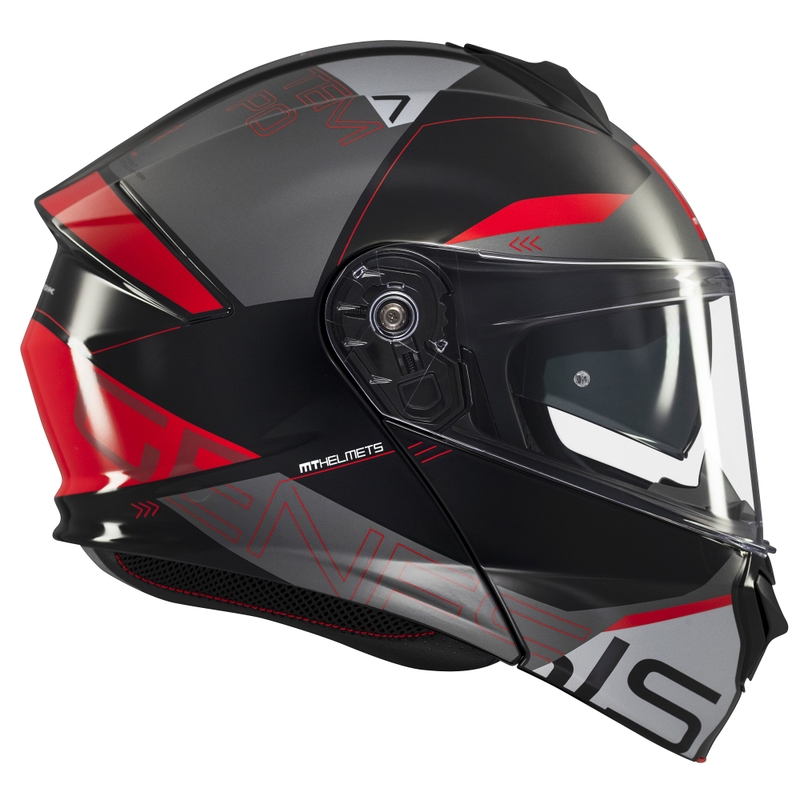 Casco moto apribile MT Genesis SV Atempo nero-grigio-rosso